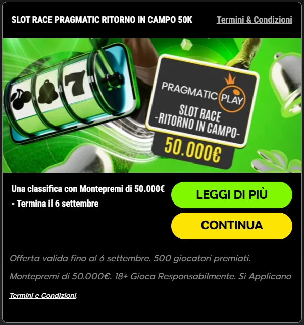 Bonus di 888 Casinò: Slot Race e tornei